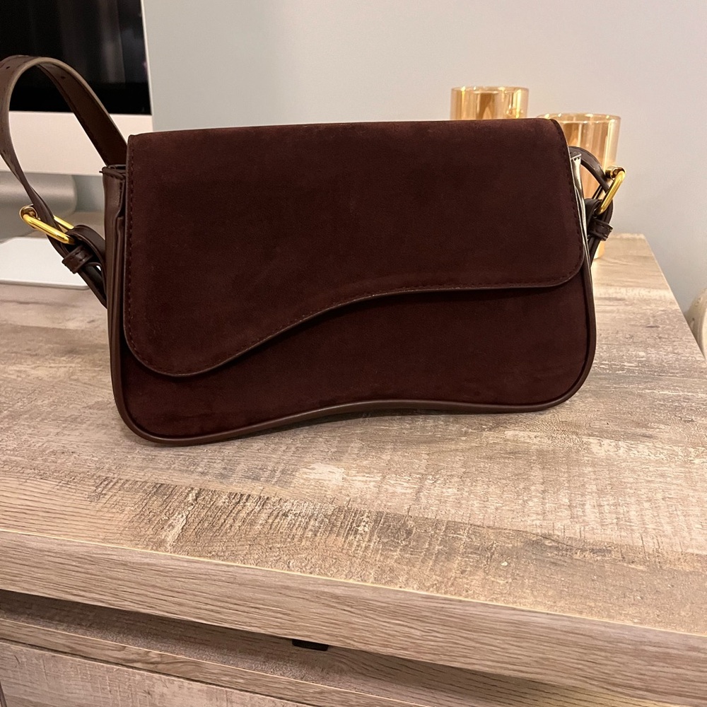 Suede Brown Leather Shoulder Bag